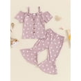 thumbnail image 2 of Bagilaanoe 2pcs Toddler Baby Girl Pants Set Heart Print Short Sleeve T-shirt Tops + Flare Trousers 12M 18M 24M 3T 4T 5T Kids Casual Clothes, 2 of 7
