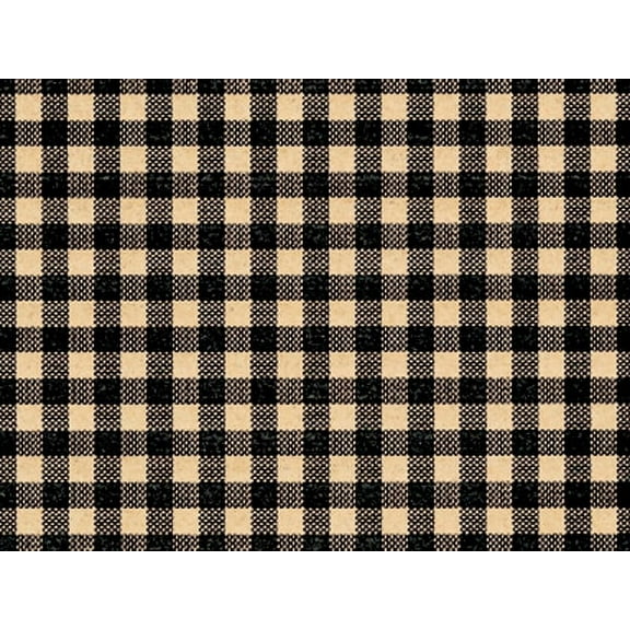 Pack Of 120, Black Gingham (Kraft) Printed Tissue Paper 20" X 30" Half Ream Made In USA