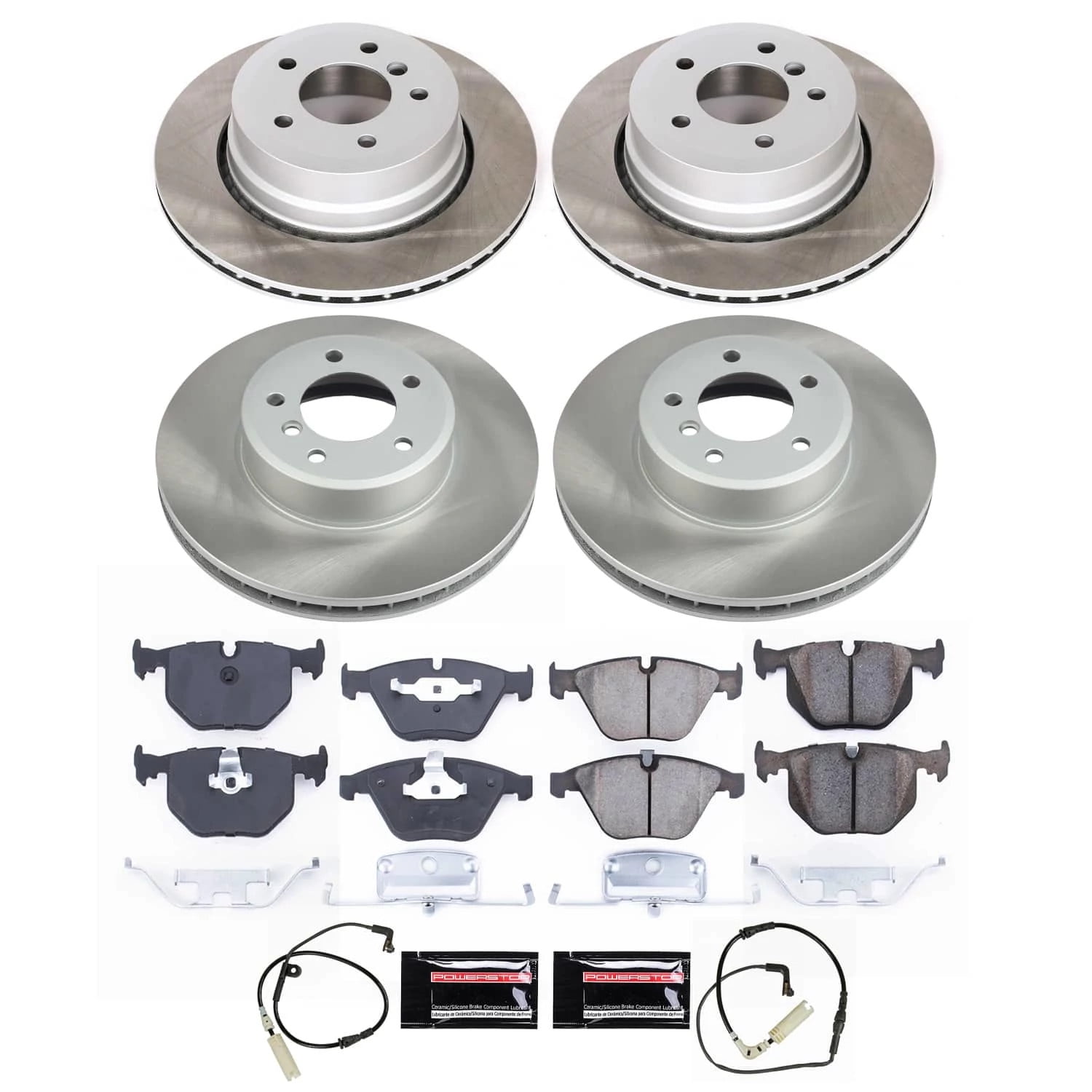 PowerStop Front and Rear Semi-Coated Rotor and Low-Dust Ceramic Brake Pad Kit SC5439