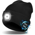thumbnail image 3 of Viworld Bluetooth Beanie Hat with Light, Unisex USB Rechargeable 4 LED Headlamp Cap with Headphones, Built-in Speakers & Mic Winter Knitted Night Lighted Music Hat, for Christmas Gifts (Black), 3 of 11