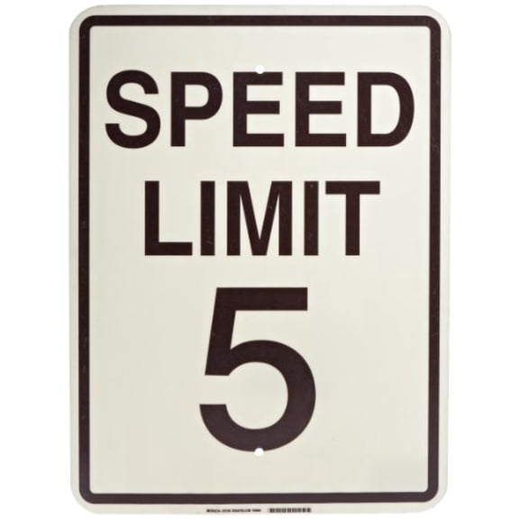 Brady 75199 18" Width x 24" Height B-120 Premium Fiberglass, Traffic Sign Standard, Legend "Speed Limit 5 Mph"