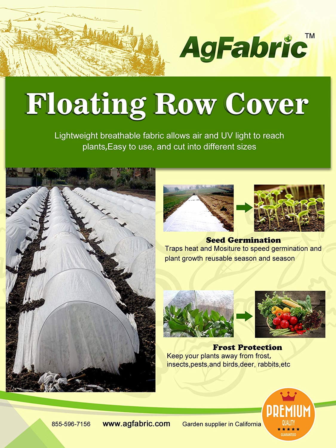 Agfabric 1.5 oz Floating Row Cover and Plant Blanket for Frost