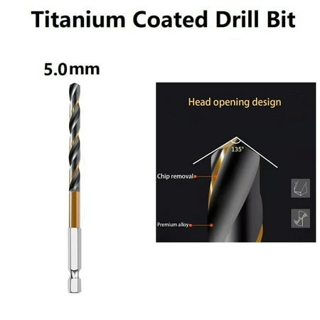 

BAMILL 1PC HSS High Speed Steel Titanium Coated Drill Bit Set 1/4 Hex Shank 1.5-6.5mm