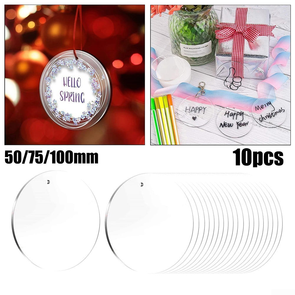10 X 5--10CM Disc Craft Blank Acrylic Bauble Clear Christmas-Tree DIY Pendant 