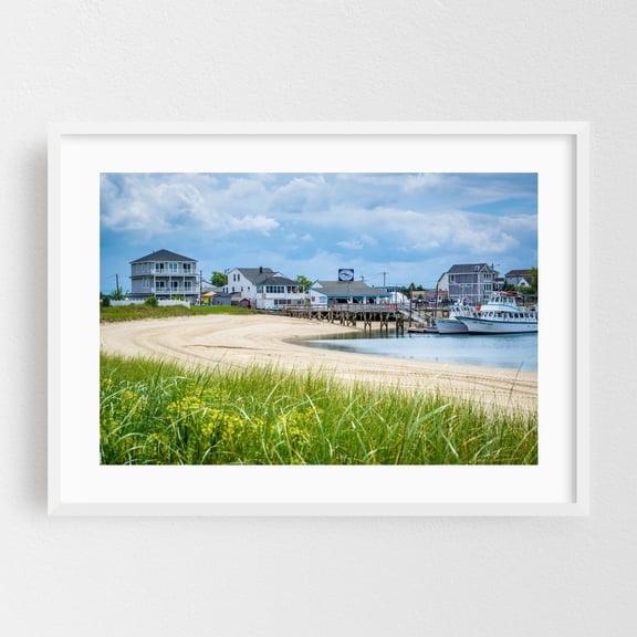 Hampton Harbor 02 - Hampton New Hampshire Photography Beach Coastal Harbor Seaside Boat Beach House Scenic White Framed Wall Art Print 5 x 7 inches