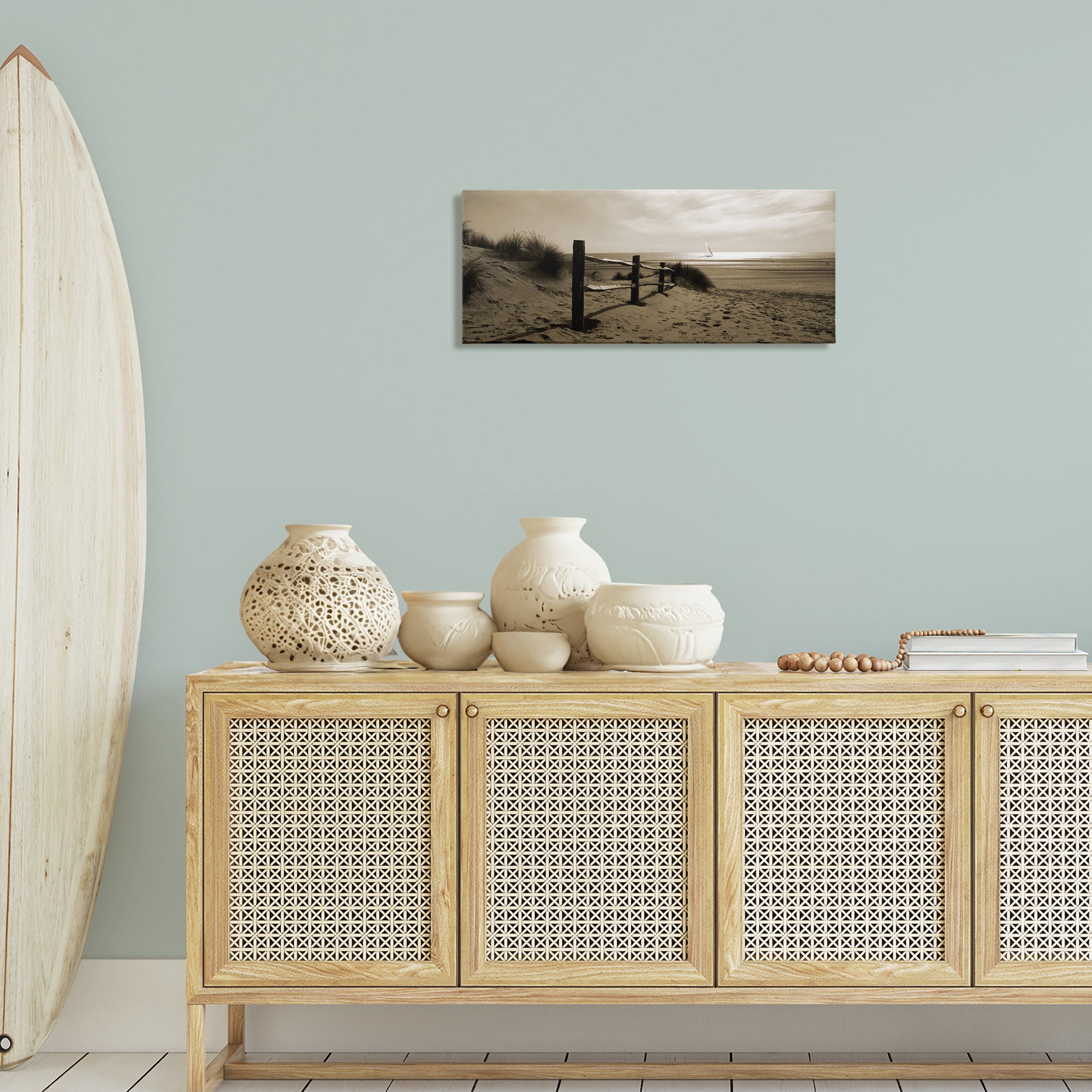 Stupell Industries Open Water Beach Landscape Photography Gallery Wrapped Canvas Art Print Wall Art, 30 x 13
