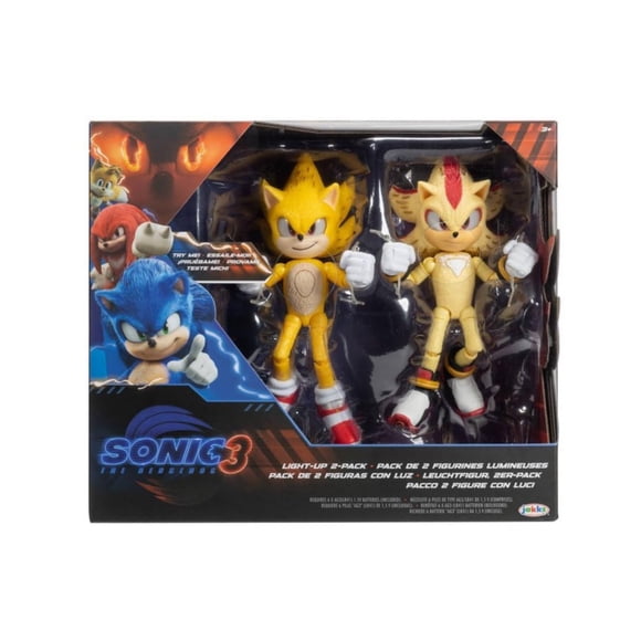 Set de Figuras Jakks Pacific Sonic 3 Super Sonic y Super Shadow 7.6 Pulgadas