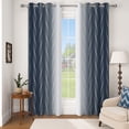 thumbnail image 5 of Ombre Navy Wave Pattern Blackout Curtains,2 Panels Set,42x63 Inch,Thermal Insulated Grommet Top Window Drapes, 5 of 7