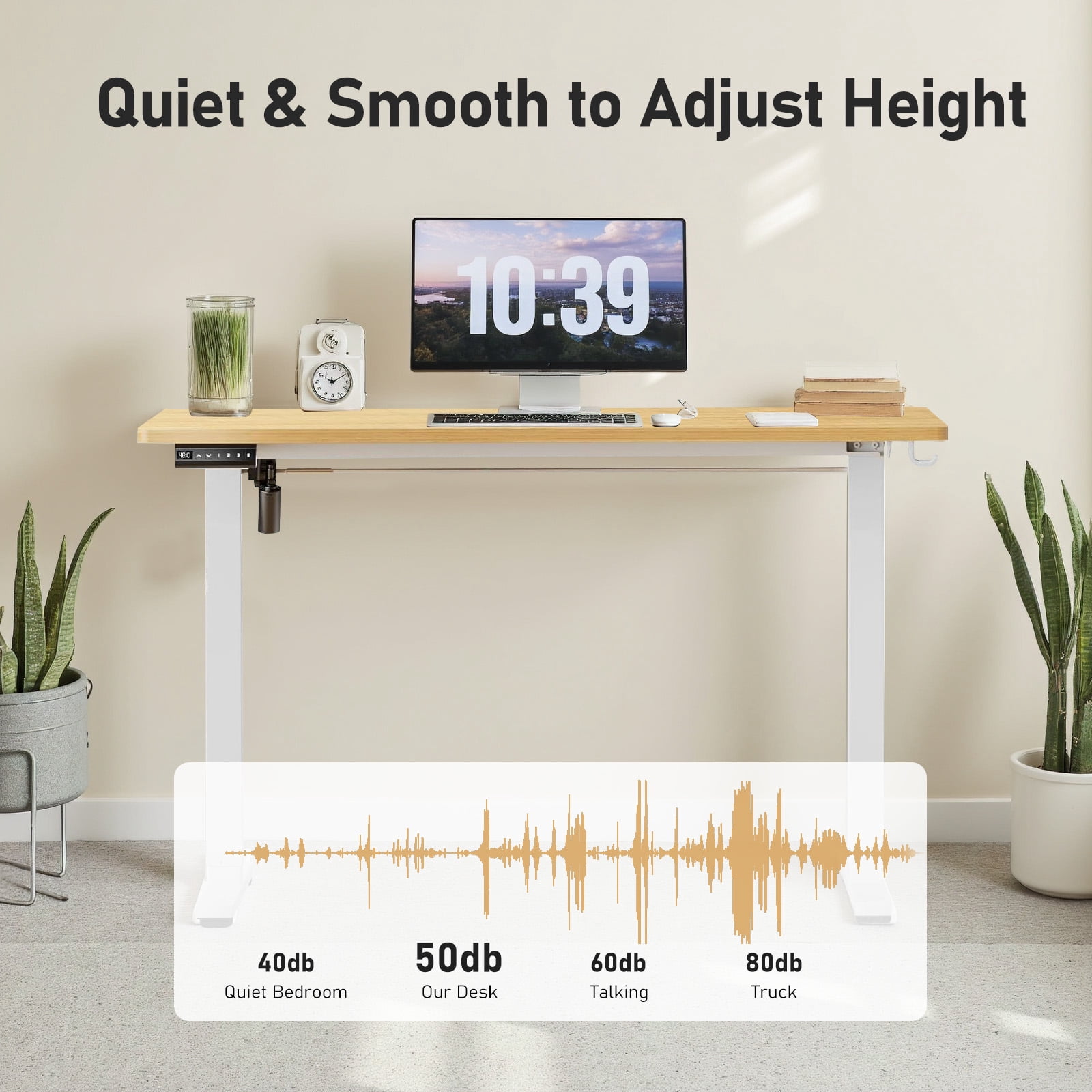 40" x 24" Electric Height Adjustable Standing Desk with Memory Presets, Ergonomic Sit-to-Stand Desk for Home Office, Natural