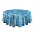 thumbnail image 5 of Blue White Tie Dye Swirl Pattern Round Tablecloth 60"x60",Wrinkle Wipeable Table Cloth for Kitchen Dining Room Picnic Patio Party, 5 of 6