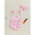 thumbnail image 2 of aturustex Toddler Girls Easter Bubble Romper 0 3M 6M 12M 18M 24M Infant Baby Sleeveless Bodysuits Bunny Carrot/Eggs Print Cami Romper Jumpsuits with Hmmer Outfits Beachwear for Holiday Party, 2 of 6