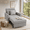 Gray, variant on Aiho 3-in-1 Adjustable Sofa Bed, Linen Folding Lounge Chair-Gray