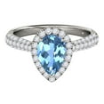 thumbnail image 2 of Mauli Jewels Rings for Women 1.55 Carat Diamond and Pear Shaped Blue Topaz Ring 4-prong 10K White Gold, 2 of 7