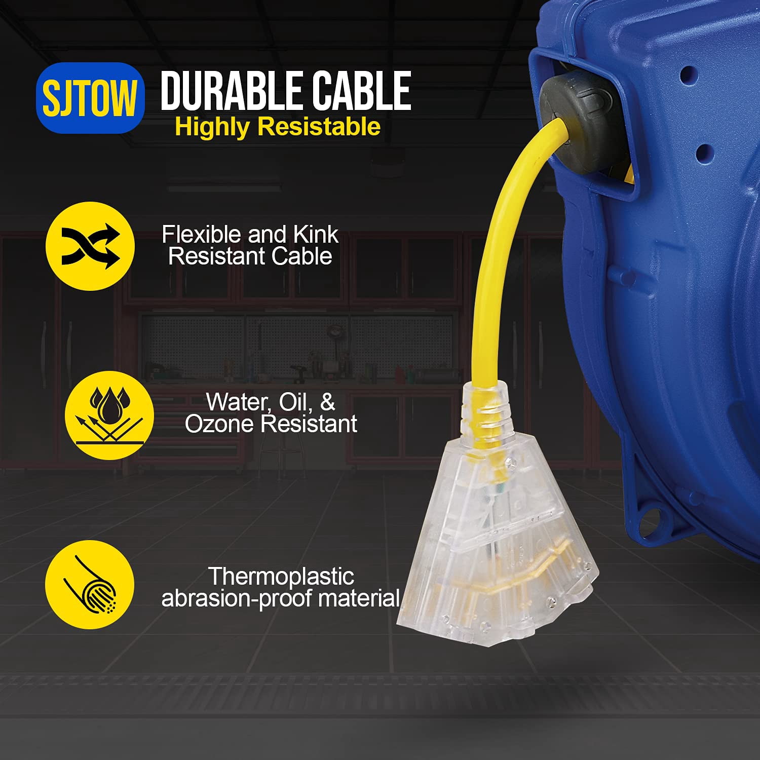 GOODYEAR 63313134G 14 Gauge 40ft Black 3 Outlets SJTOW Extension Cord