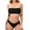 Black, variant on Women's Two Piece Swimsuit Bathing Suit Tie Side Ribbed Bandeau Bikini Set Swimwear Shoulders Push-up Bathing Suits
