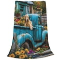 thumbnail image 2 of Balery Vintage Pickup Sunflower Dog Manta de Felpa Suave y Acogedora – Cobija de Franela Aterciopelada para Cama, Lavable y Cálida para Sofá, Mascotas, Transpirable-60"x50", 2 of 7