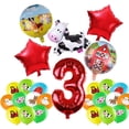 thumbnail image 1 of Globo de decoraciones de fiesta temáticas de animales de granja, juego de vajilla desechable de vaca de dibujos animados, suministros de fiesta para Baby Shower, 1 of 4