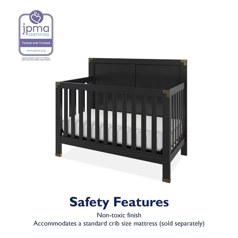 Baby Relax Miles 5 in 1 Convertible Crib Solid Pine Wood Black Black 5 in