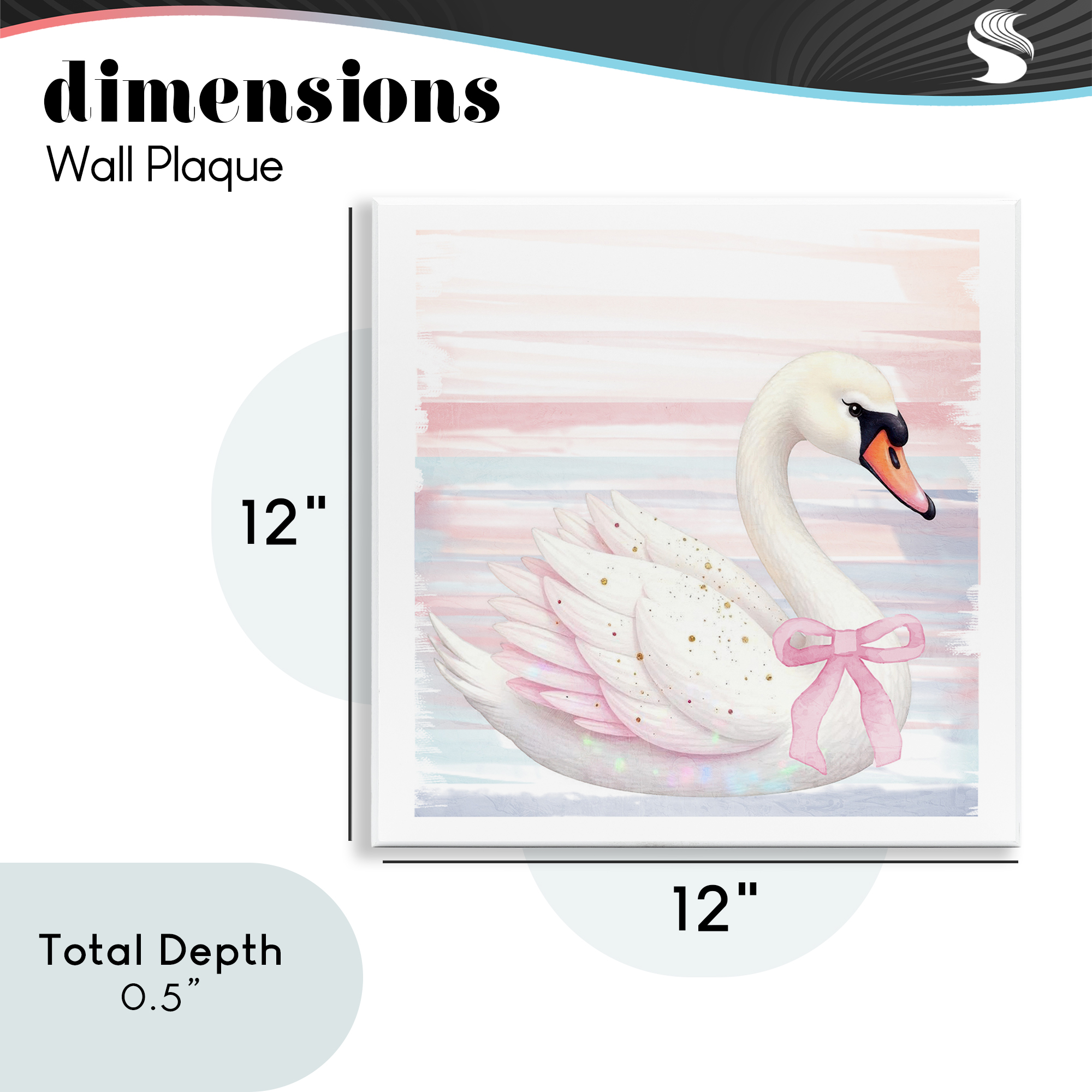 Pink Swan with Ribbon Wall Plaque Art, design by Kim Allen