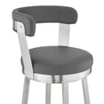 thumbnail image 5 of Kobe 26" Counter Height Swivel Bar Stool in Brushed Stainless Steel Finish and Gray Faux Leather, 5 of 10