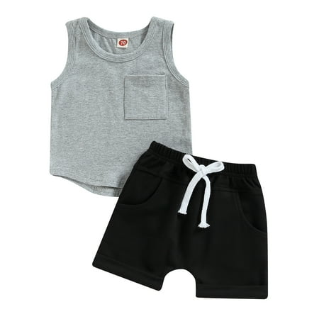 

ZIZOCWA Toddler Boys Dress Clothes Toddler Boys Short Sleeve Clothing Children Kidssolid Colour Sleeveless Tops Shorts Outfits Boy S Suit Jacket Boys Outfits 4 Months Baby Outfits Boy Baby Boy Gift