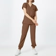 thumbnail image 4 of Mlqidk Medical Scrub Sets for Woman Breathable Medical Uniform Set V Neck Top and Pants with Pockets Nurse Uniform Brown XL, 4 of 6