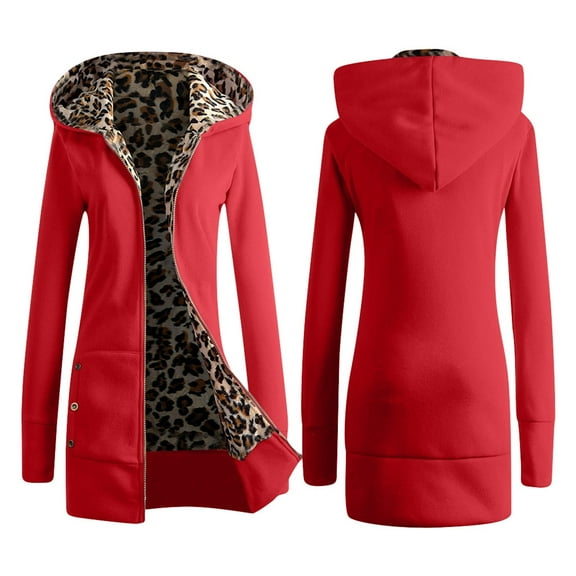 Women's Leopard Print Hoodie | Lined Casual Fashion Jacket Running Jackets Womens Hiking Jacket Womens plus Snow Jacket Tall Women Jacket Anorak Jacket Women Fall Half Wool Coats for Women Lightweight