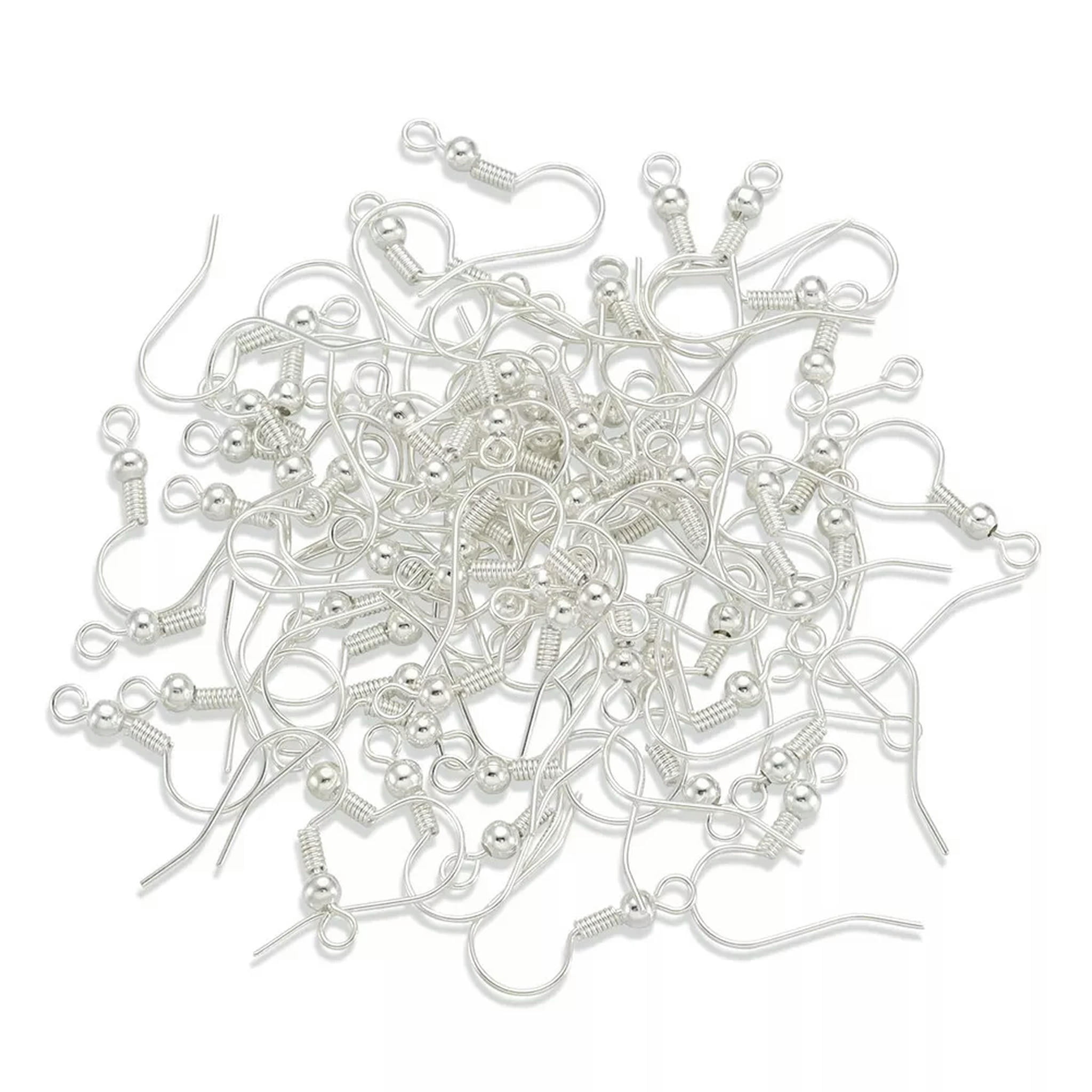 U8MO 2000 Silver Tone Brass Earring Hooks Ball End Hang Loop Earwire Nickel Free 19mm