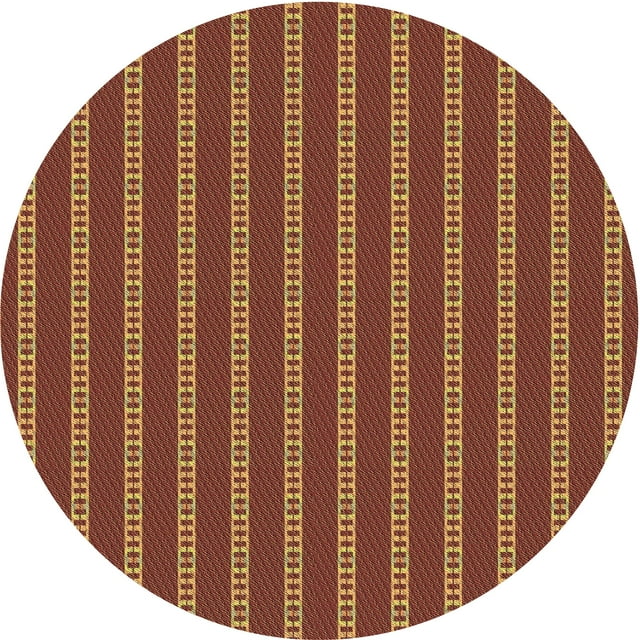 Ahgly Tapis Rond Lavable en Machine Intérieur Transitionnel Orange, 3 Pieds Rond