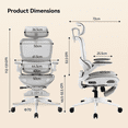 thumbnail image 3 of Sihoo B100 PRO Ergonomic Office Chair with Footrest, Adaptive Lumbar Support, 3D Wide Headrest, 360° Rotatable Flip-Up Armrests for Adult, Home, Light Grey, 3 of 13