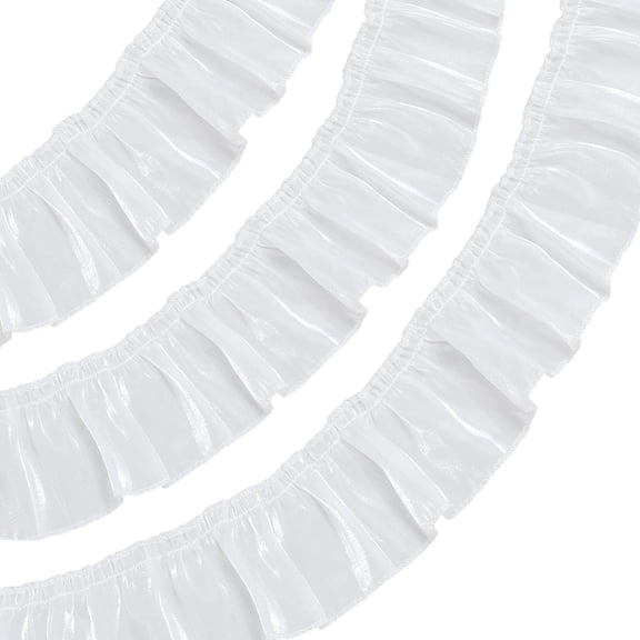 2M Silk Pleated Lace Trim Ribbon Clothing Accessories White 2-3/4 inch(70mm)