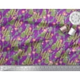 thumbnail image 2 of Soimoi Purple Satin Silk Fabric Flower & Cactus Tree Print Sewing Fabric BTY 42 Inch Wide, 2 of 3