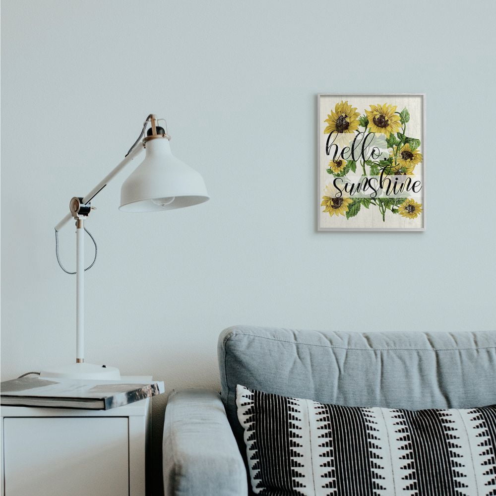 Stupell Industries Vintage Painted Sunflowers with Hello Sunshine Text Designed by Daphne Polselli