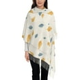 thumbnail image 1 of Foulard à Franges pour Femmes, Motif Feuilles Jaunes Tombées Long Châle, Léger et Chaud, 1 of 6