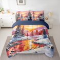 thumbnail image 2 of Homewish Snow Mountain 7-Piece Bedding Comforter Set,Rustic Farmhouse Cabin King Bedding Sets,Orange Sunset Bed Sheets For Girls,Ultra Soft Home Decor Reversible, 2 of 8
