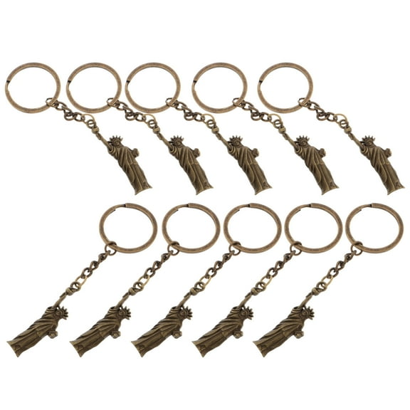 Worgeous 10pcs Mini Statue Of Keychain Decoration Metal Pendant For Car Keyrings USA American Souvenir Key Ring For Bags Backpacks Independence Day