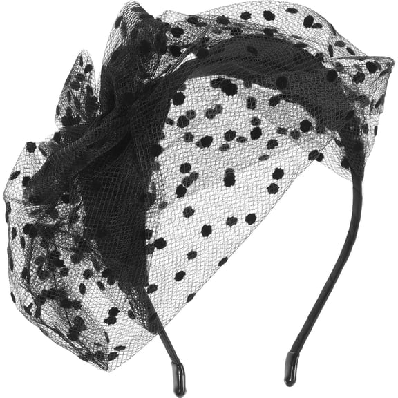 Topbathy Stylish Black Fascinator Hat Clip with Mesh and Lace for Wedding Party Decor