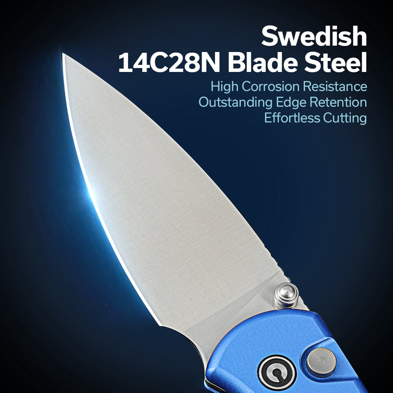 CIVIVI Qubit Button Lock Pocket Folding Knife 2.98" 14C28N Blade Aluminum Handle WLM-C22030E-3