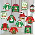 thumbnail image 4 of Christmas Ugly Sweater Hanging Decorations Multiple Styles, Featuring Santa Snowman Penguin Tree Patterns Plus "It's About To Get Ugly" Sign, Ideal For Big Kids Teens And, 4 of 6