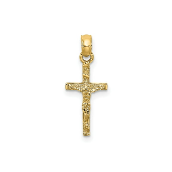 Real 14k Yellow Gold Crucifix Cross Pendant Necklace for Men and Women Jesus Religious Handmade Fine Jewelry Catholic Christian Devotional Faith Accessory Spiritual Style