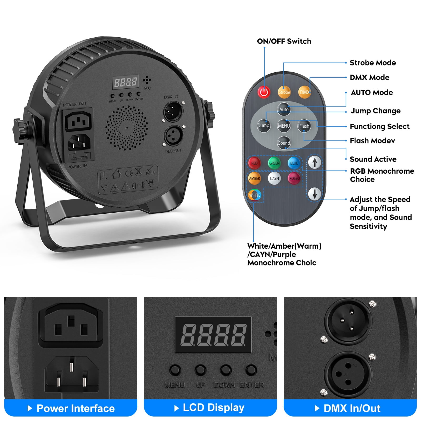10 Pcs LED Par Lights RGBW DJ Light Stage Lighting 14x6W Uplights for Events by Sound Activated and DMX Control Uplighting for Wedding Church Live Show Disco Parties