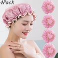 thumbnail image 1 of Djiypn Bonnets de Douche pour Femmes, 4 Pcs Bonnets de Bain Élastiques et Réutilisables, Bonnet de Douche à Double Couche, Bonnets de Douche Imperméables, Bonnet de Bain Lavable pour Cheveux - Melon D\'eau, 1 of 6
