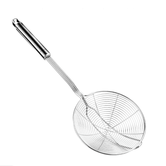 Steel Spider Strainer Skimmer Ladle, Strainer Spider Skimmers for Kitchen Cooking and Frying, Premium Strainer Spoon Diameter: 5.4Inch, Total Length: 15.4Inch