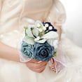 thumbnail image 2 of Esaierr Holding Bouquet Silk Rose Holding Bouquet Bridesmaid Wedding Bearer Fake Bouquet Wedding Supplies Light Purple Patchwork Color, 2 of 5