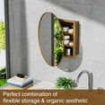 thumbnail image 5 of Round Bathroom Mirror Medicine Cabinet with Storage - Matte Gold 59cm Iron Frame, Adjustable Shelves, Easy No-Tool Installation for Modern Bathroom Vanity, 5 of 8