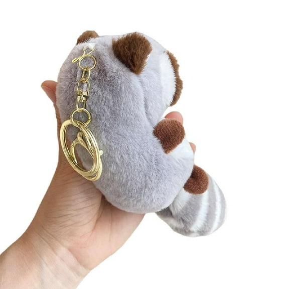 Mini Plush Raccoon Keychain Cute Y2K Pendant Keyring Hanging Ornament Keys Holder Backpack Handbag Charm Gift for Girls