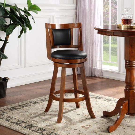 Boraam Avianna Counter Height High Back Swivel Wood Counter Stool, Walnut Finish