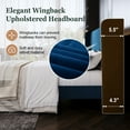 thumbnail image 5 of Amolife Queen Size Bed Frame, Velvet Platform Bed with Upholstered Wingback Headboard, No Box Spring Needed, Blue, 5 of 10