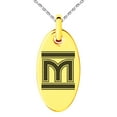 thumbnail image 1 of Stainless Steel Letter M Initial Empire Monogram Engraved Small Oval Charm Pendant Necklace, 1 of 1