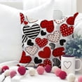 thumbnail image 2 of Valentine''s Day Pillow Covers 16 x 16 Inch Set of 4, Valentines Decor Polka Dots Red Hearts Striped Love Decorative Pillowcases for Home Sofa Couch Cushion Decoration G446-16, 2 of 6